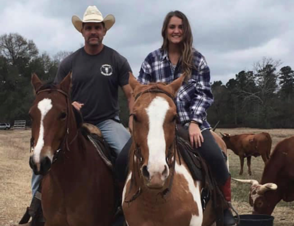 Ty and Amy Nordic on horses.